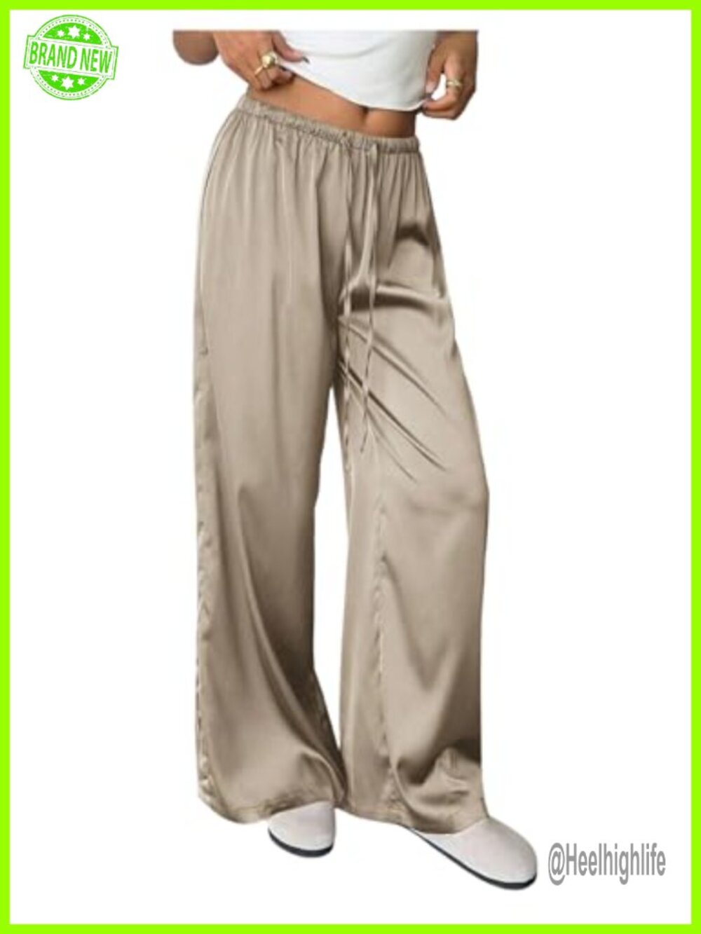 Silk Wide Leg Palazzo Pants Flowy Loose Lounge Beach Vacation Cover Up